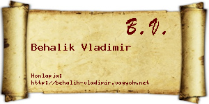 Behalik Vladimir névjegykártya